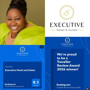 IMG-20260228-WA0003-300x300 Glitz, Glamour as Executive Hotel & Suites Wins Booking.com's prestigious Traveller Review Award 2026 • CEO Dr. Ajoke Ogunsan, Staff celebrate hotel's recognition 